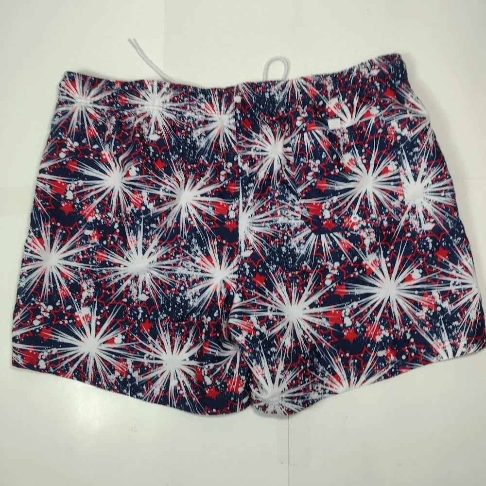 George Men's Navy Red White Firework Print Swim Shorts Size (2X)